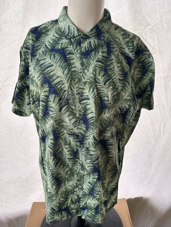 Tori Richard Other - Tori Richard Men's Green Blue Floral Leaf Pattern Hawaiian Shirt Size 2XL Cotton